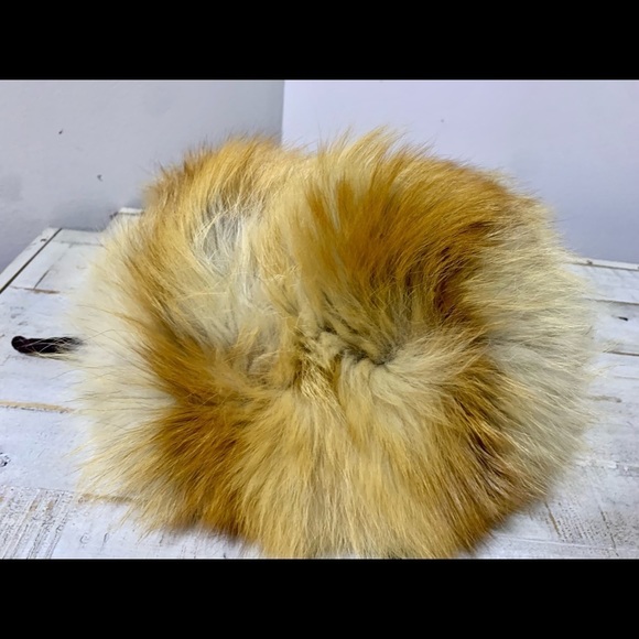 Vintage Red Fox Real Fur puff and hat set main image 5
